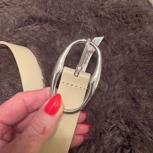 Elegant Cream Belt with Silver Buckle by Loft